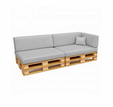 Set de 6 Cojines para Palets Impermeables 120x80 + 120x40 Gris
