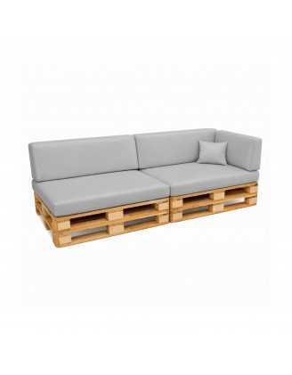 Set de 6 Cojines para Palets Impermeables 120x80 + 120x40 Gris