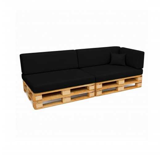 Set de 6 Cojines para Palets Impermeables 120x80 + 120x40 Negro