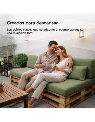 Set de 6 Cojines para Palets Impermeables 120x80 + 120x40 Gris