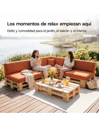 Set de 6 Cojines para Palets Impermeables 120x80 + 120x40 Gris