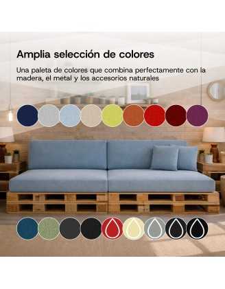 Set de 6 Cojines para Palets Impermeables 120x80 + 120x40 Gris