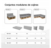 Set de 6 Cojines para Palets Impermeables 120x80 + 120x40 Gris Set de 6 Cojines para Palets Impermeables 120x80 + 120x40 Gris