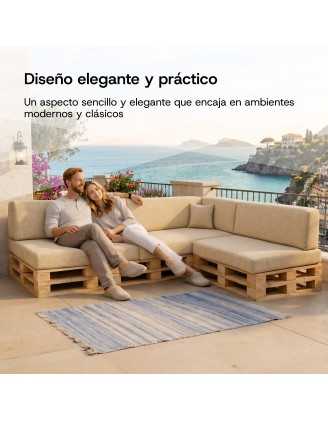 Set de 6 Cojines para Palets Impermeables 120x80 + 120x40 Gris