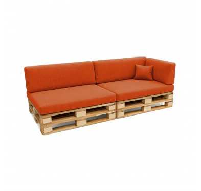 Set de 6 Cojines para Palets, 2x 120x80 + 2x 120x40 + 60x40 + 40x40 Naranja