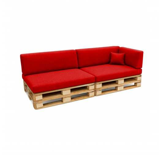 Set de 6 Cojines para Palets, 2x 120x80 + 2x 120x40 + 60x40 + 40x40 Rojo