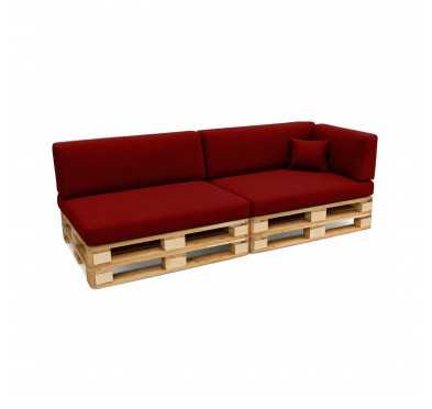 Set de 6 Cojines para Palets, 2x 120x80 + 2x 120x40 + 60x40 + 40x40 Burdeos
