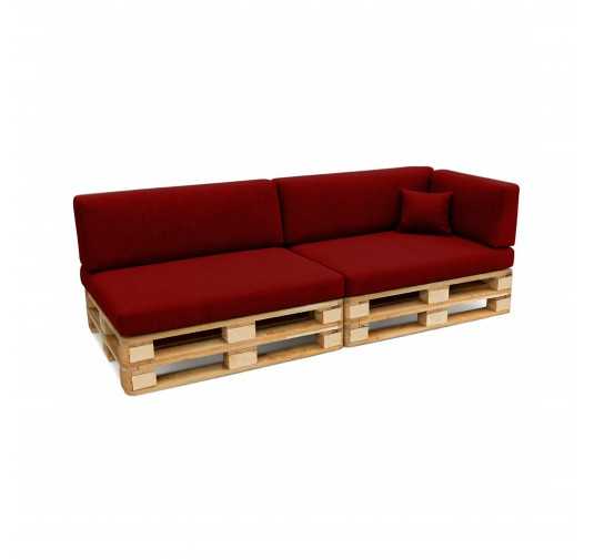 Set de 6 Cojines para Palets, 2x 120x80 + 2x 120x40 + 60x40 + 40x40 Burdeos