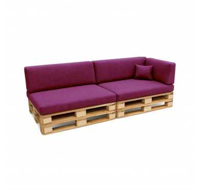Set de 6 Cojines para Palets, 2x 120x80 + 2x 120x40 + 60x40 + 40x40 Violeta