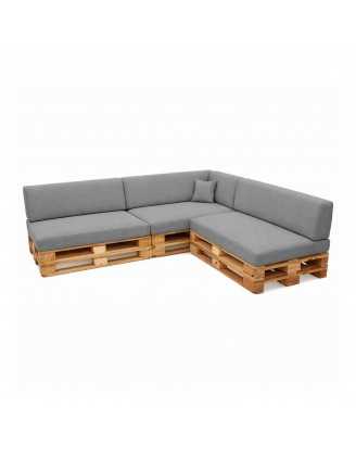 Set de 8 Cojines para Palets 120x80 + 120x40 Gris