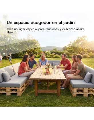 Set de 8 Cojines para Palets 120x80 + 120x40 Gris
