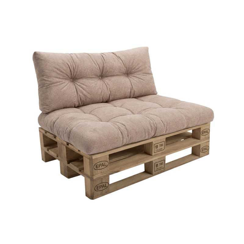 Set de 2 Cojines Acolchados para Palets 120x80 + 120x40 Beige