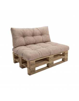 Set de 2 Cojines Acolchados para Palets 120x80 + 120x40 Beige