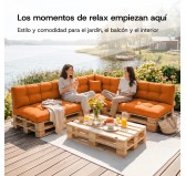 Set de 2 Cojines Acolchados para Palets 120x80 + 120x40 Beige