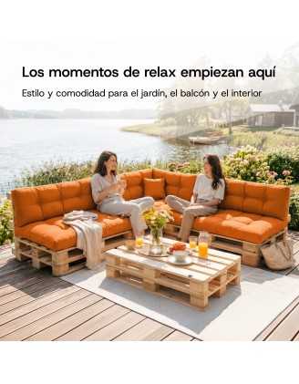 Set de 2 Cojines Acolchados para Palets 120x80 + 120x40 Beige