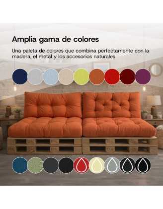 Set de 2 Cojines Acolchados para Palets 120x80 + 120x40 Beige