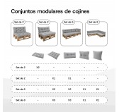 Set de 2 Cojines Acolchados para Palets 120x80 + 120x40 Beige