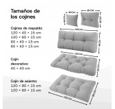 Set de 2 Cojines Acolchados para Palets 120x80 + 120x40 Beige