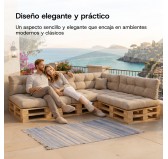 Set de 2 Cojines Acolchados para Palets 120x80 + 120x40 Beige
