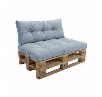 Set de 2 Cojines Acolchados para Palets 120x80 + 120x40 Azul