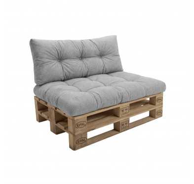 Set de 2 Cojines Acolchados para Palets 120x80 + 120x40 Gris