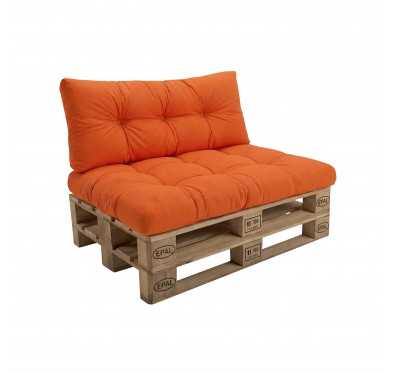 Set de 2 Cojines para Palets, 120x80 cm + 120x40 cm, Acolchado, Naranja