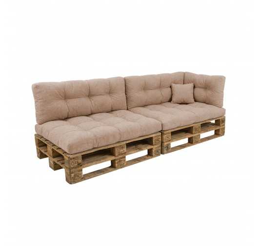 Set de 6 Cojines Acolchados para Palets 120x80 + 120x40 Beige