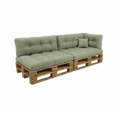 Set de 6 Cojines Acolchados para Palets 120x80 + 120x40 Verde