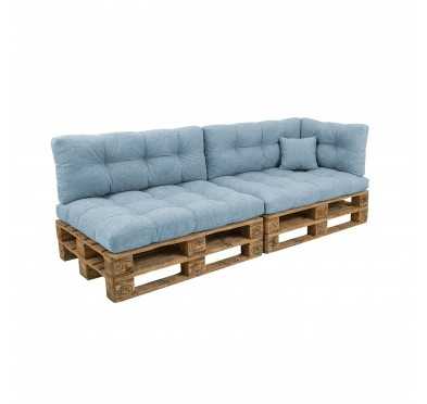 Set de 6 Cojines Acolchados para Palets 120x80 + 120x40 Azul