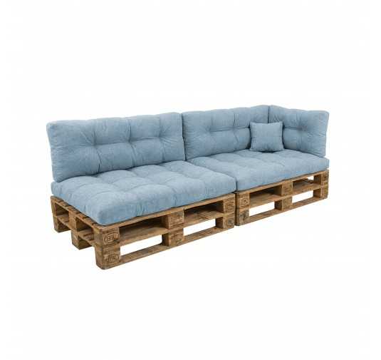 Set de 6 Cojines Acolchados para Palets 120x80 + 120x40 Azul