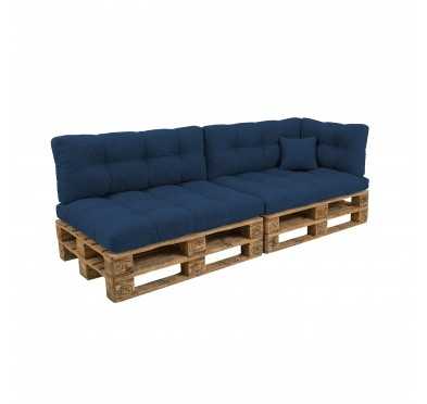 Set de 6 Cojines Acolchados para Palets 120x80 + 120x40 Azul Oscuro