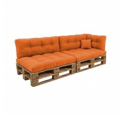 Set de 6 Cojines para Palets, 2x 120x80 + 2x 120x40 + 60x40 + 40x40 Acolchado, Naranja