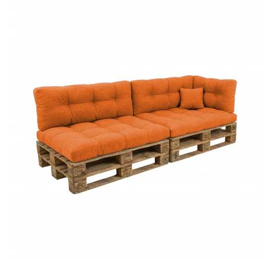 Set de 6 Cojines para Palets, 2x 120x80 + 2x 120x40 + 60x40 + 40x40 Acolchado, Naranja