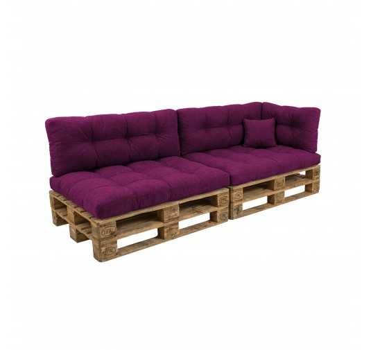 Set de 6 Cojines para Palets, 2x 120x80 + 2x 120x40 + 60x40 + 40x40 Acolchado, Violeta