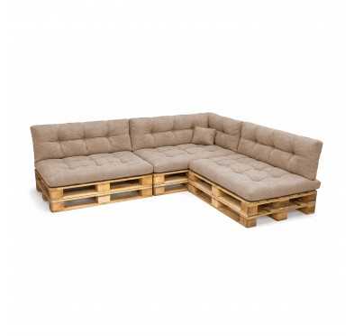 Set de 8 Cojines Acolchados para Palets 120x80 + 120x40 Beige