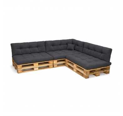 Set de 8 Cojines Acolchados para Palets 120x80 + 120x40 Antracita
