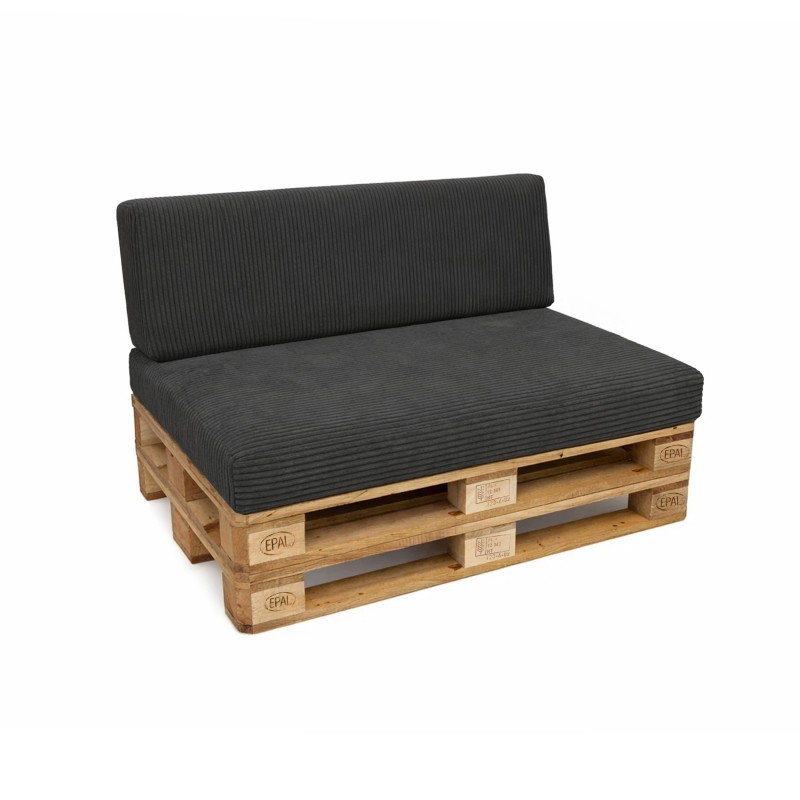 Set de 2 cojines de jardín para palets | Tejido de pana | Color gris oscuro