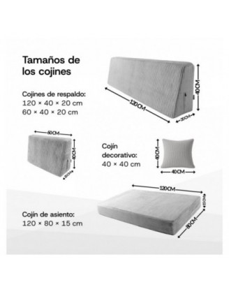 Set de 2 cojines de jardín para palets | Tejido de pana | Color gris oscuro