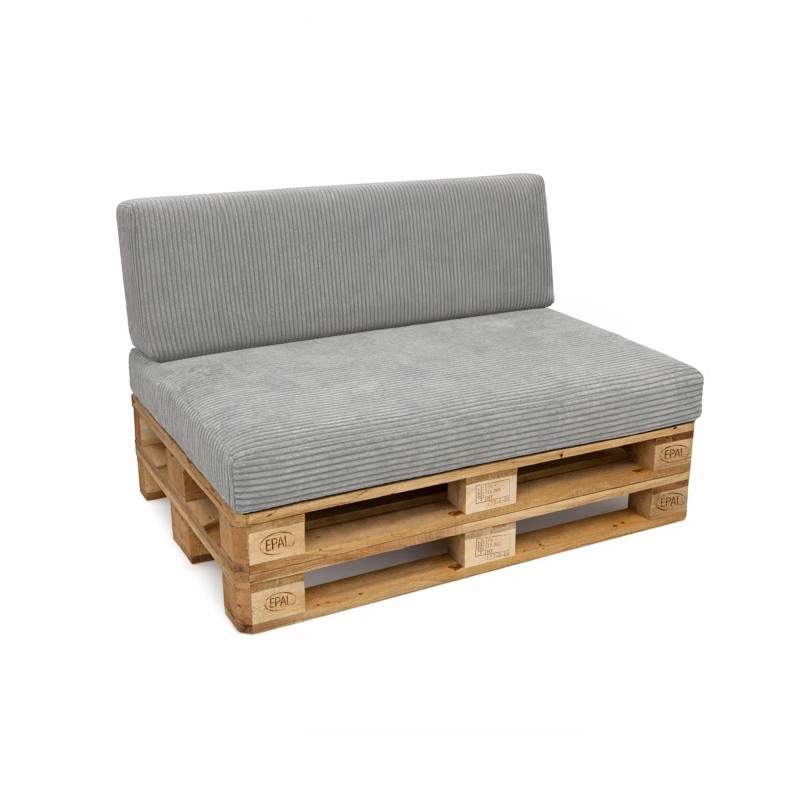 Set de 2 cojines de jardín para palets | Tejido de pana | Color gris
