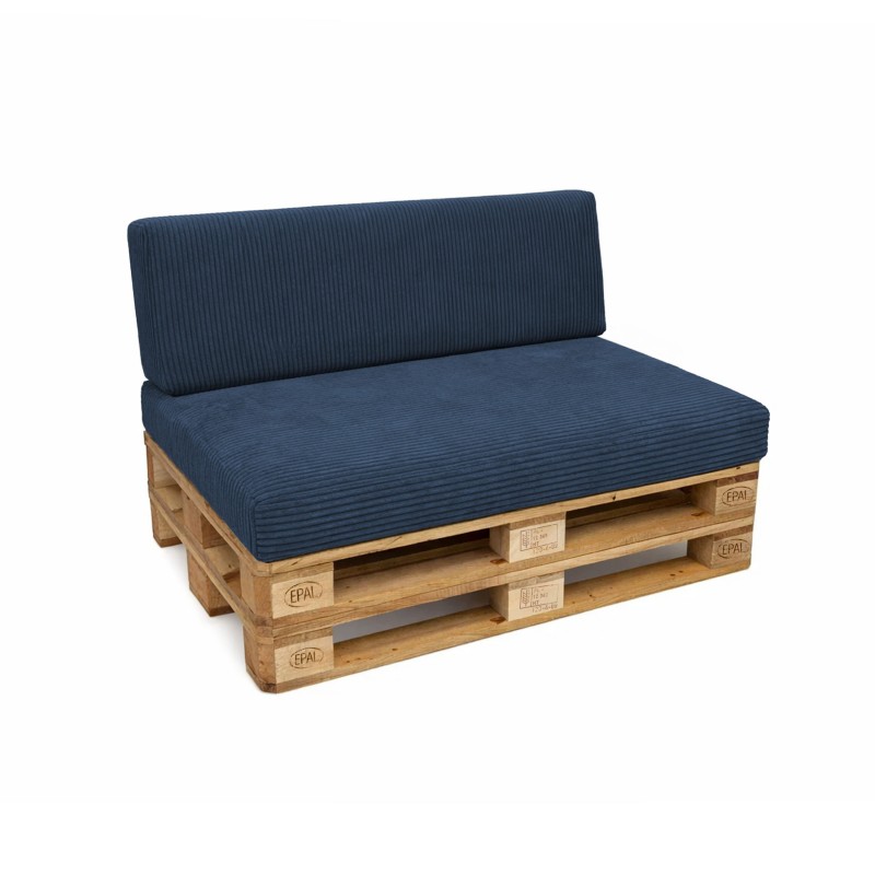 Set de 2 cojines de jardín para palets | Tejido de pana | Color azul oscuro