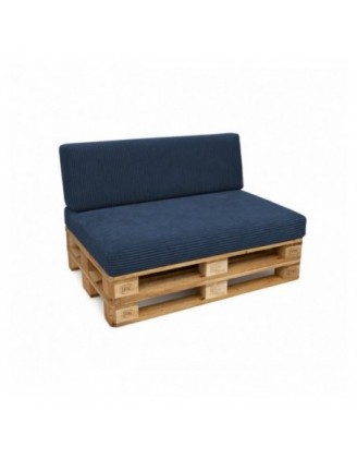 Set de 2 cojines de jardín para palets | Tejido de pana | Color azul oscuro