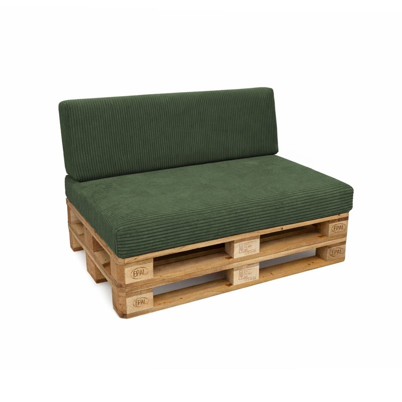 Set de 2 cojines de jardín para palets | Tejido de pana | Color verde oscuro