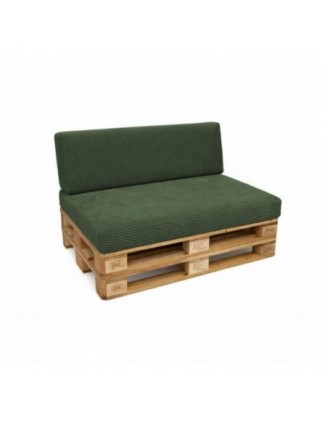 Set de 2 cojines de jardín para palets | Tejido de pana | Color verde oscuro