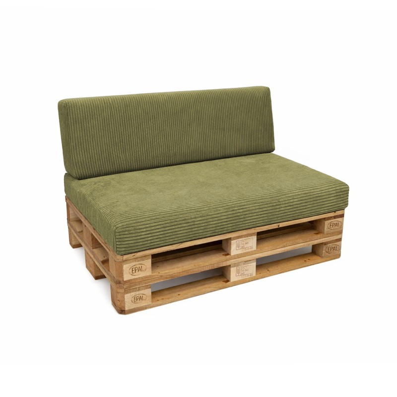 Set de 2 cojines de jardín para palets | Tejido de pana | Color verde