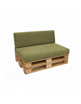 Set de 2 cojines de jardín para palets | Tejido de pana | Color verde