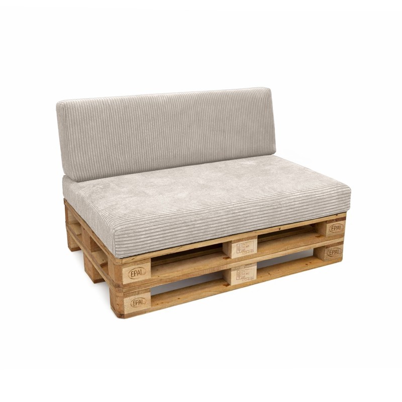 Set de 2 cojines de jardín para palets | Tejido de pana | Color beige oscuro