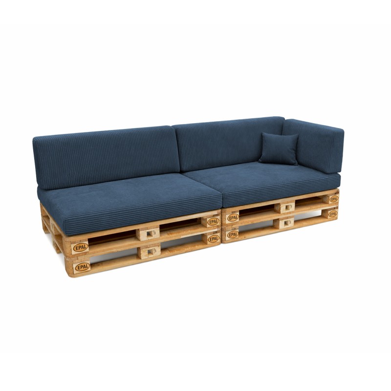 Set de 6 cojines de jardín para palets | Tejido de pana | Color azul oscuro