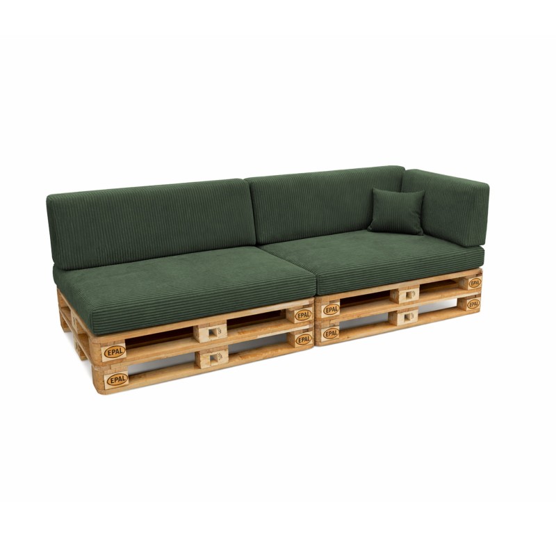 Set de 6 cojines de jardín para palets | Tejido de pana | Color verde oscuro