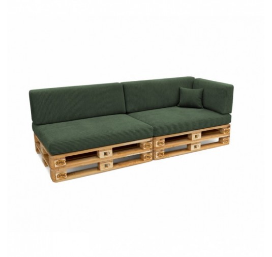 Set de 6 cojines de jardín para palets | Tejido de pana | Color verde oscuro