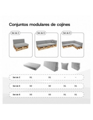 Set de 6 cojines de jardín para palets | Tejido de pana | Color verde oscuro